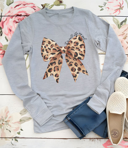 It is Well With My Soul Leopard Print Christian Bow Long Sleeve