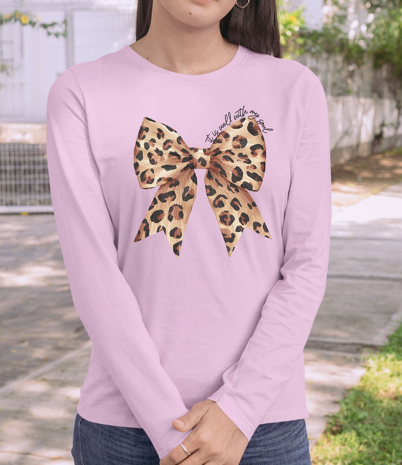 It is Well With My Soul Leopard Print Christian Bow Long Sleeve