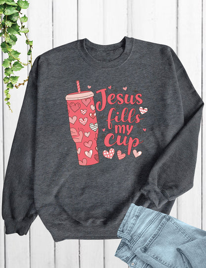 Jesus Fills My Cup Christian Prayer Long Sleeve T Shirts