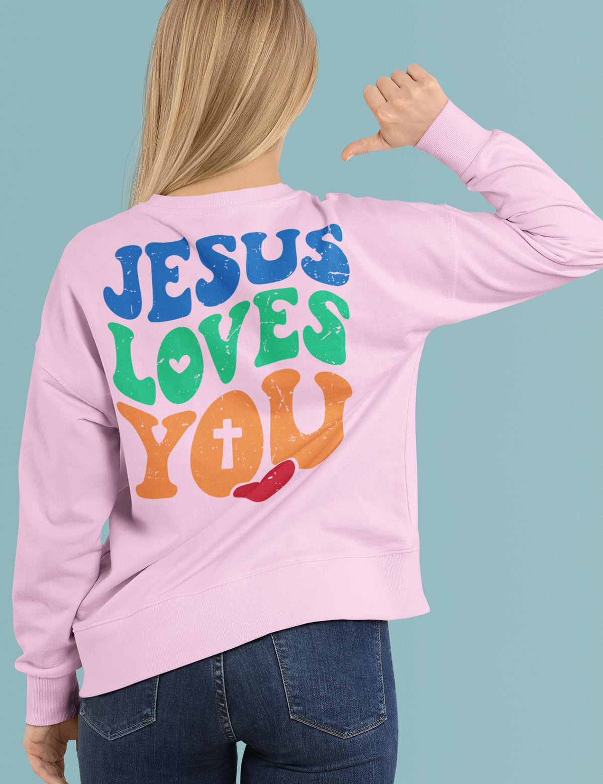 Jesus Loves You Back Print Sweatshirt