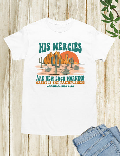 His Mercies Are New Each Morning Boho Christian Shirts