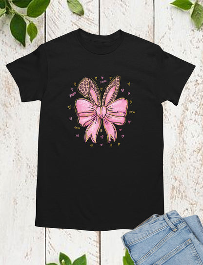 Leopard Bunny Ears With Pink Bow Long Sleeve Shirts
