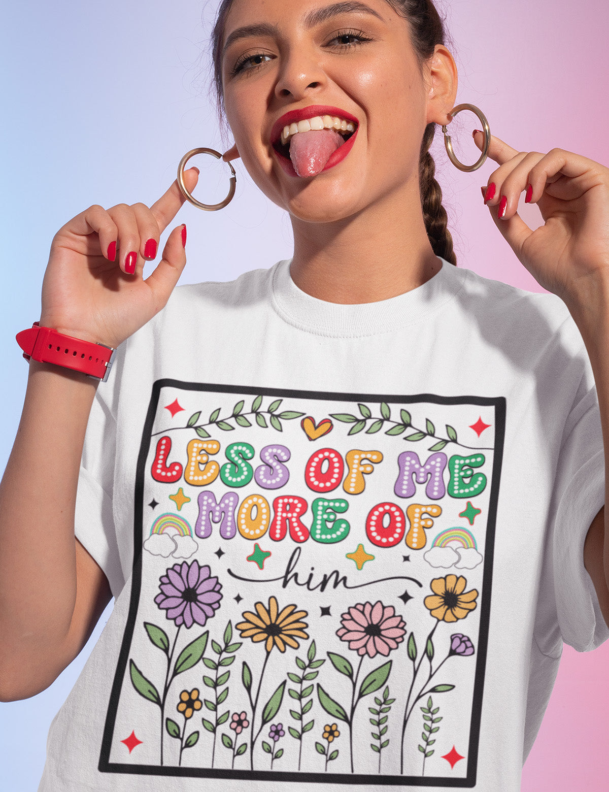 Less of Me More of Him Boho Flower T Shirt