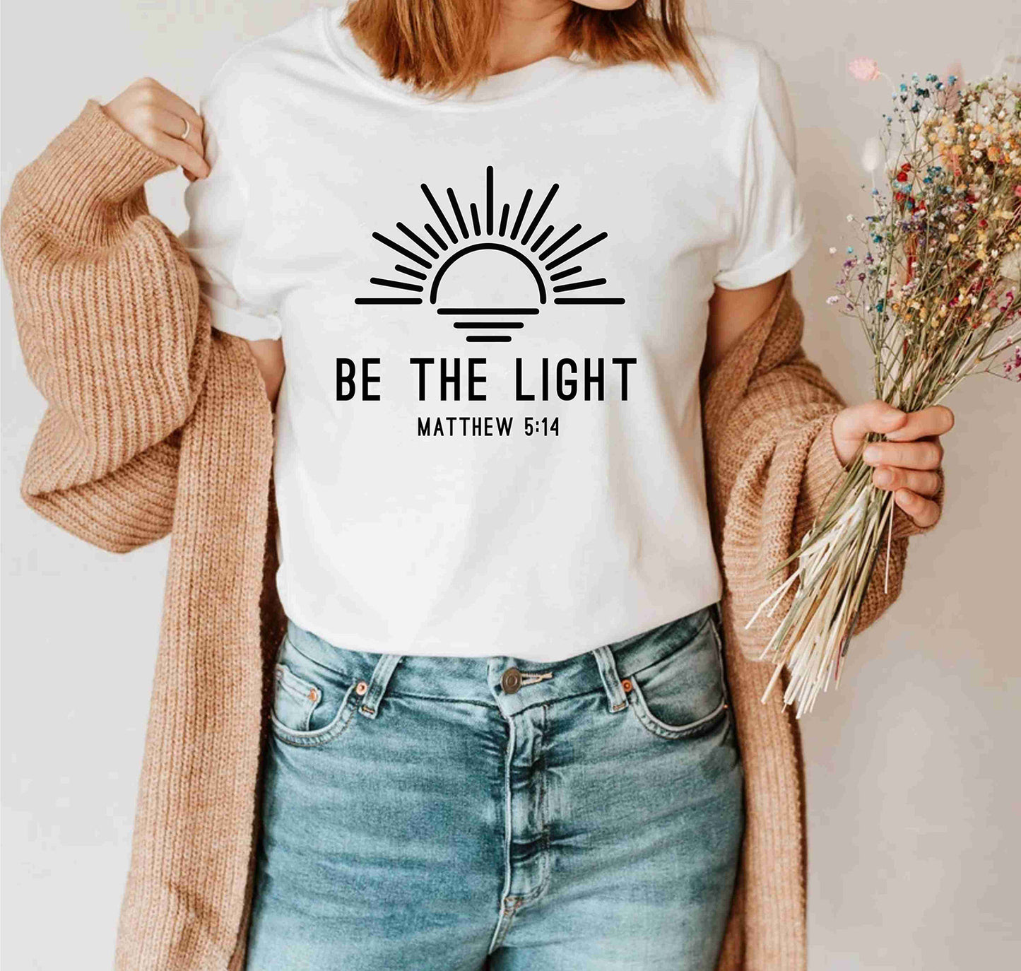 Be The Light Retro Christian Inspirational Religious Faith T-Shirts