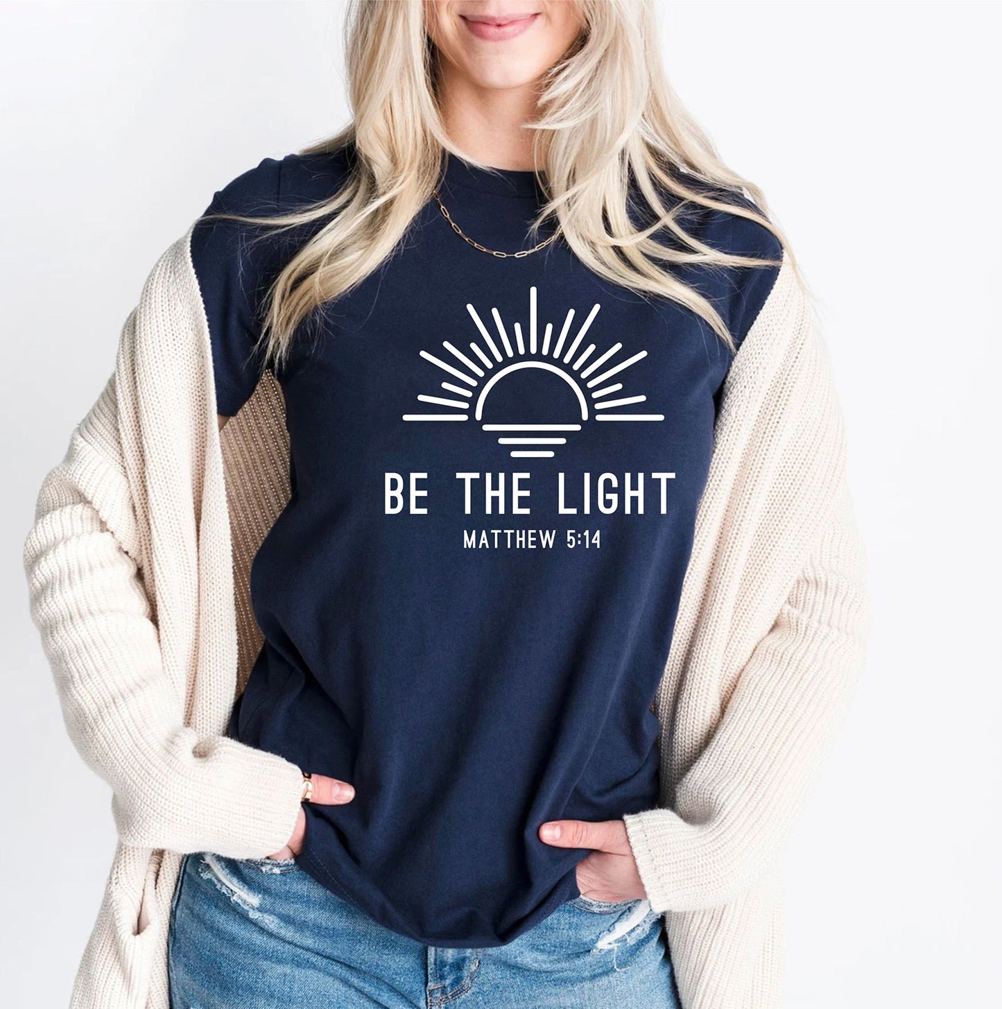 Be The Light Retro Christian Inspirational Religious Faith T-Shirts