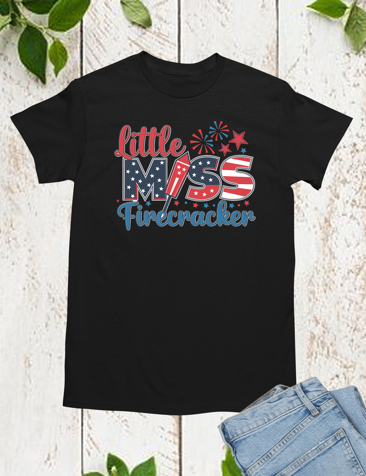 Little Miss Firecracker Retro Kids Shirt