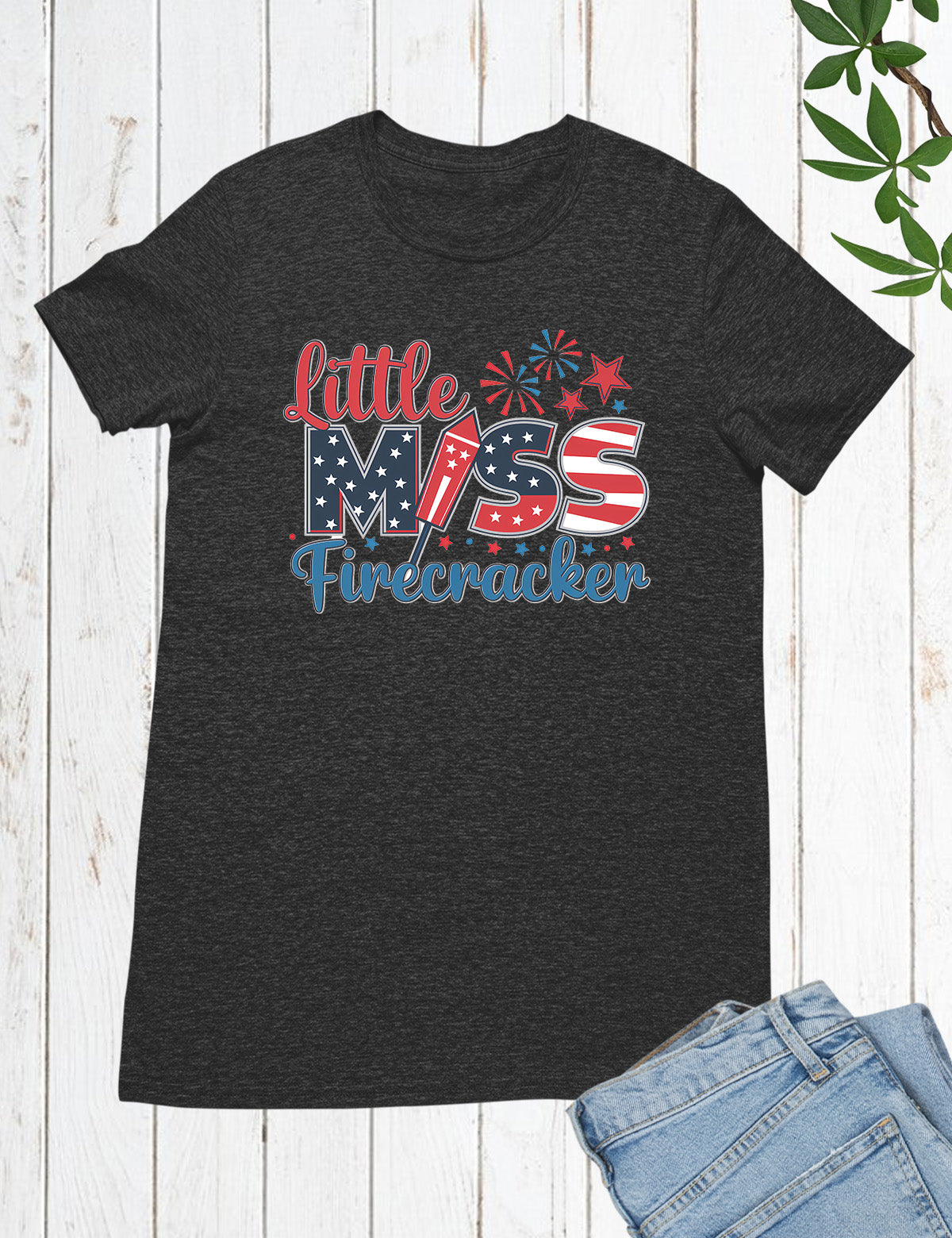 Little Miss Firecracker Retro Kids Shirt