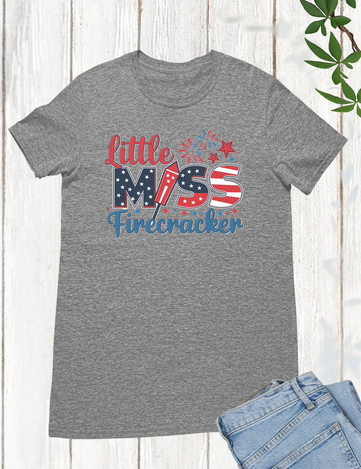 Little Miss Firecracker Retro Kids Shirt