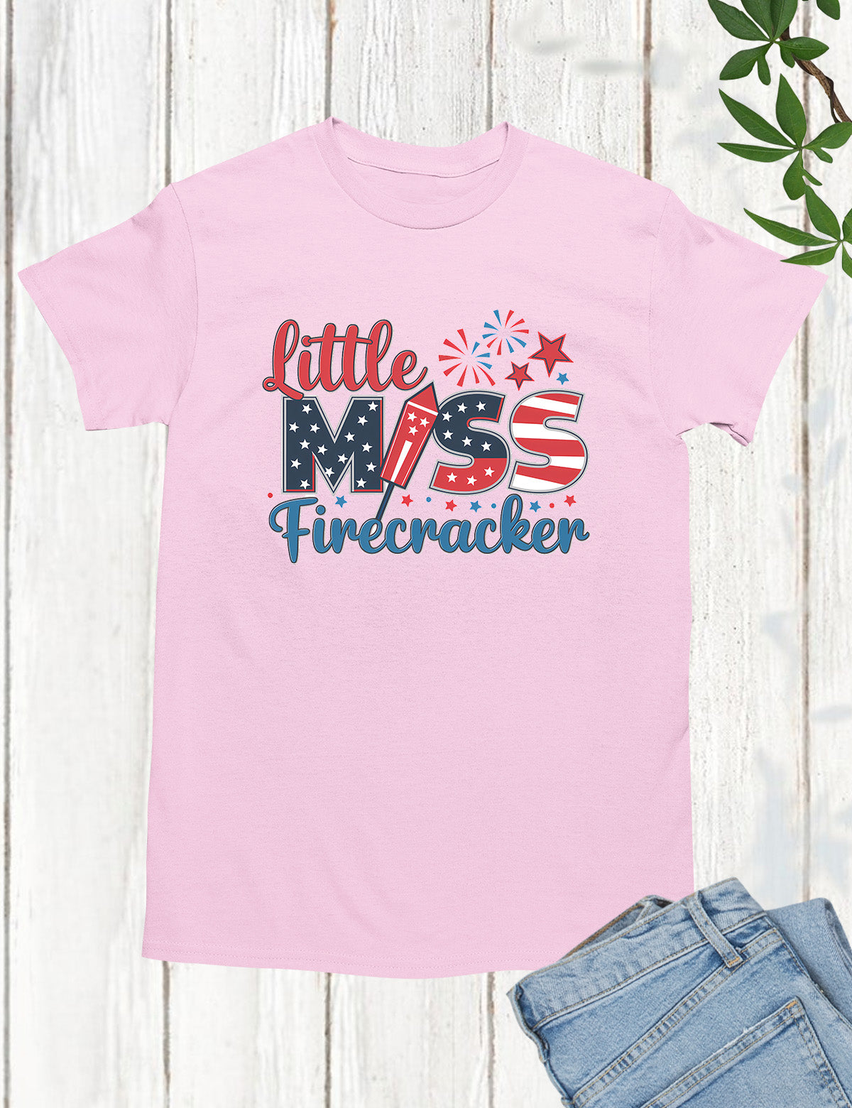 Little Miss Firecracker Retro Kids Shirt