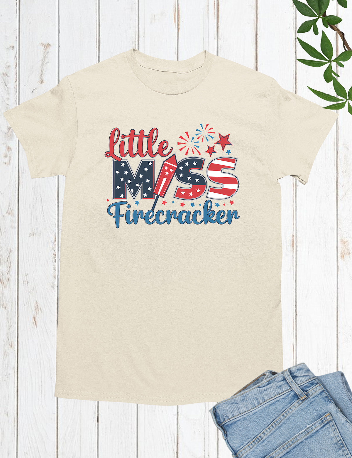 Little Miss Firecracker Retro Kids Shirt