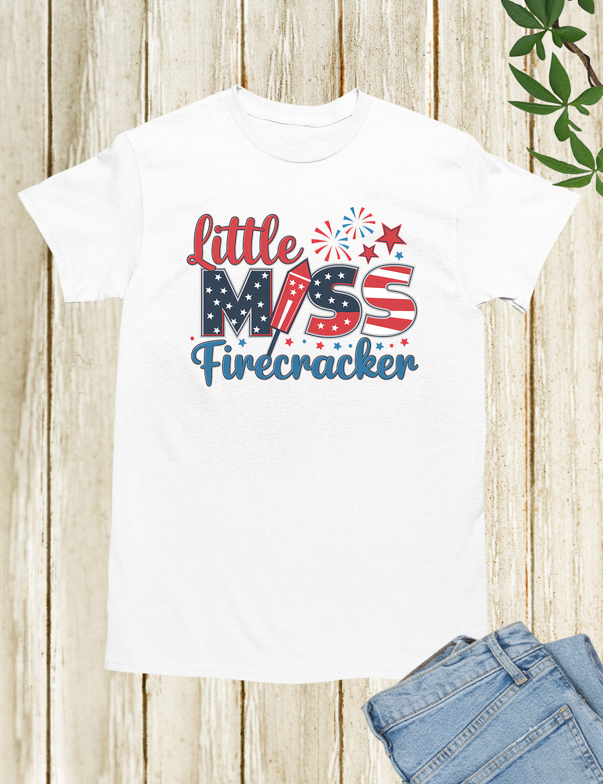 Little Miss Firecracker Retro Kids Shirt