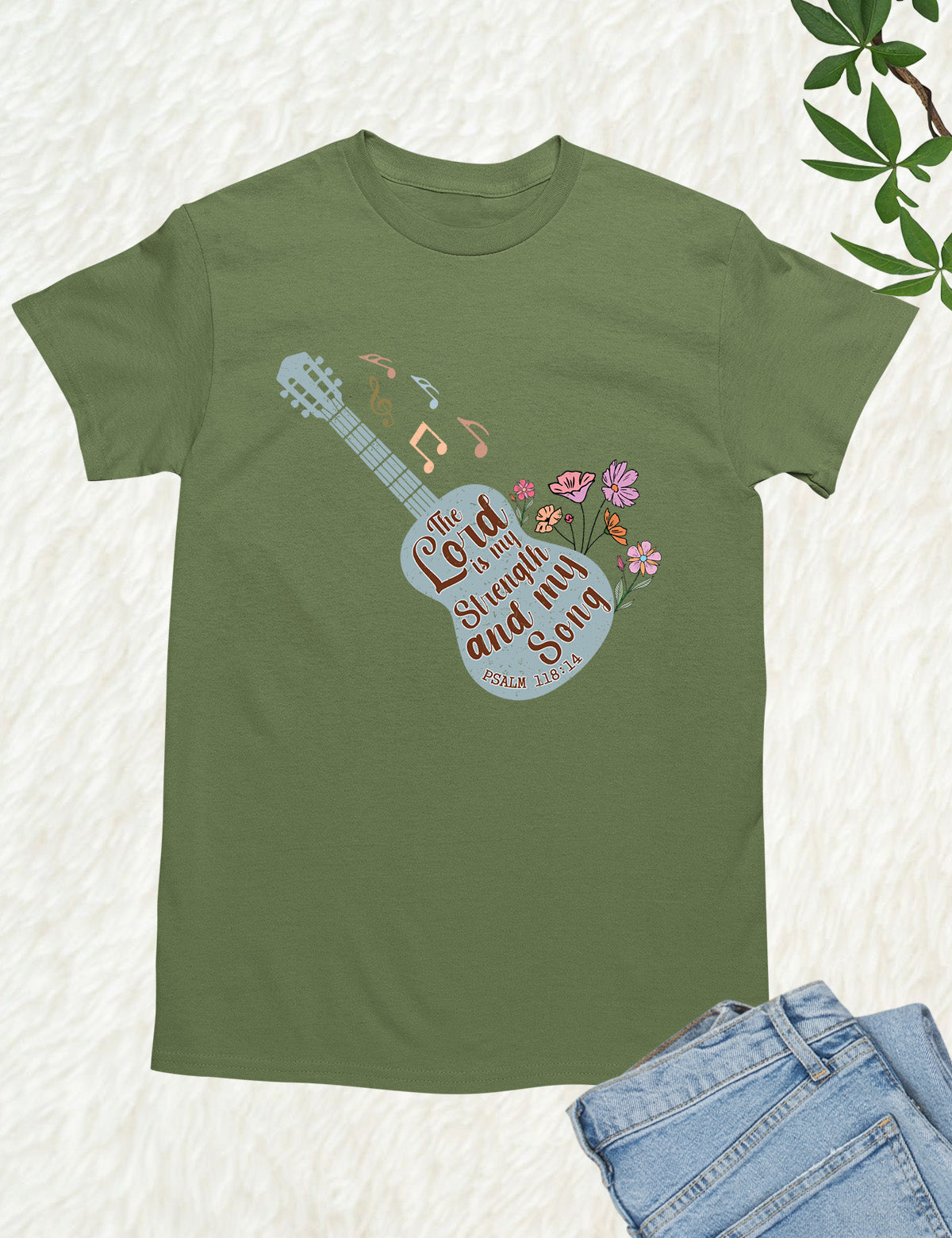 The Lord is My Strength and My Soul Song Guitar Christian T Shirt