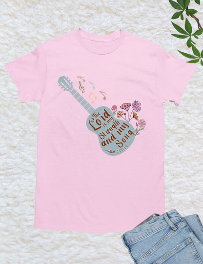 The Lord is My Strength and My Soul Song Guitar Christian T Shirt