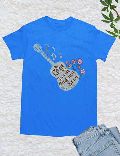 The Lord is My Strength and My Soul Song Guitar Christian T Shirt