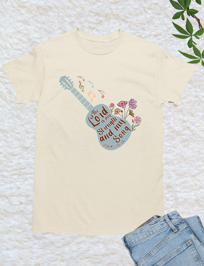 The Lord is My Strength and My Soul Song Guitar Christian T Shirt