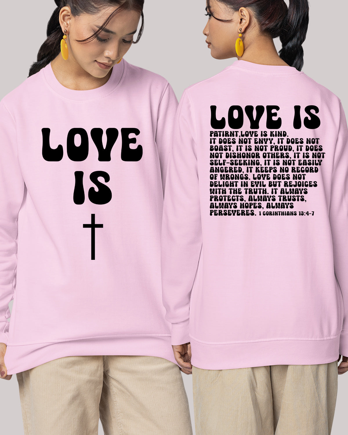 Love is Sweatshirt, 1 Corinthians 13 Trendy Christian Sweatshirts Jesus Evangelism Sweatshirts