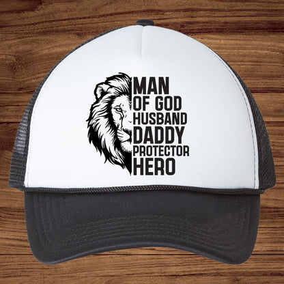 Man of God Christian Dad Trucker Hat
