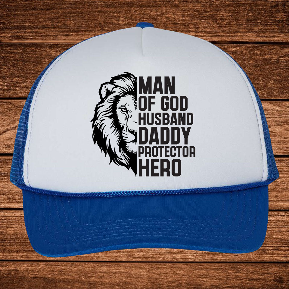 Man of God Christian Dad Trucker Hat