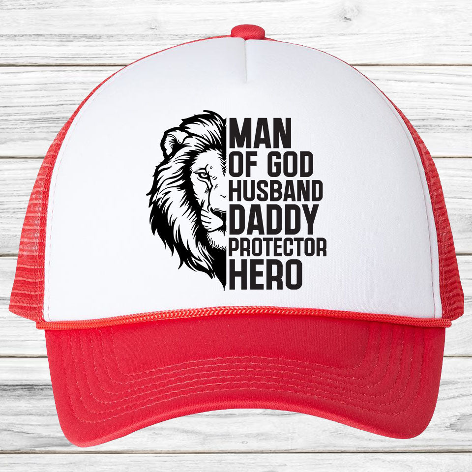 Man of God Christian Dad Trucker Hat