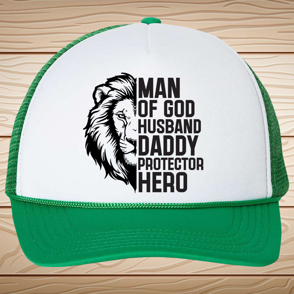 Man of God Christian Dad Trucker Hat