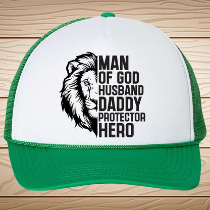 Man of God Christian Dad Trucker Hat