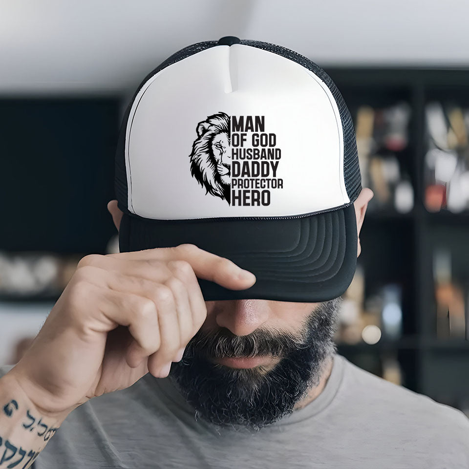 Man of God Christian Dad Trucker Hat