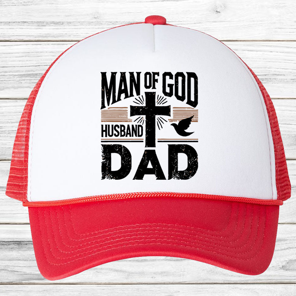 Man of God Faith Based Trucker Hat For Dad