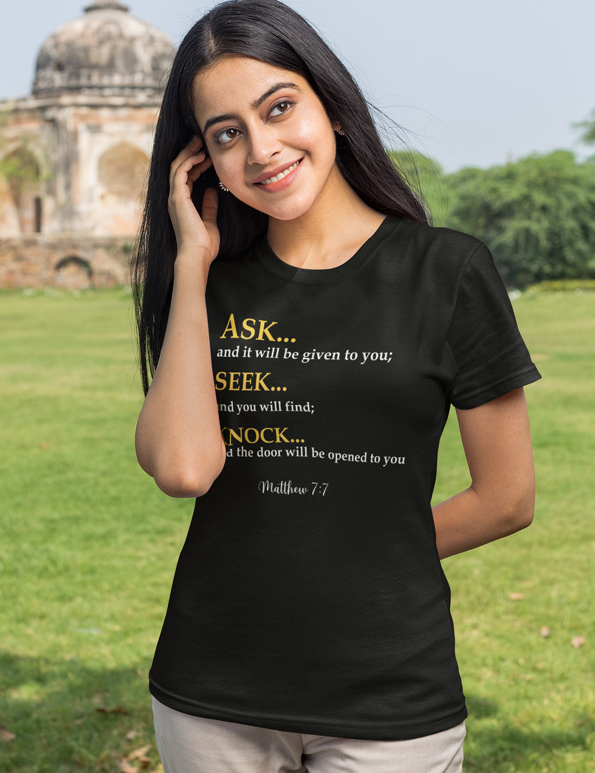 Matthew 7 Bible Verse Ask Seek Knock Sweatshirt