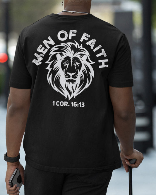Men Of Faith Christian T Shirt With Back Print
