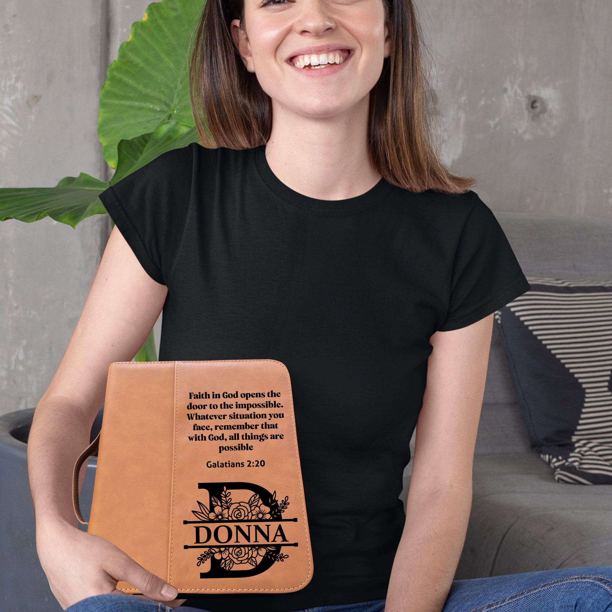 Monogrammed Bible Cover With Custom Name and Verse