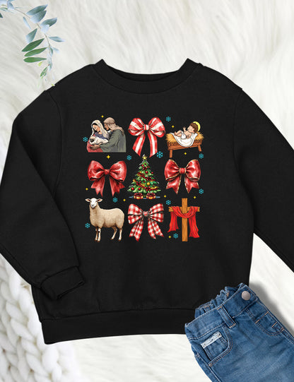Coquette Jesus Christmas Kids Sweatshirt