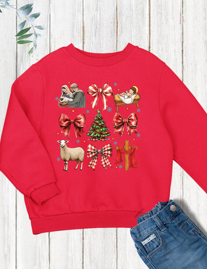 Coquette Jesus Christmas Kids Sweatshirt