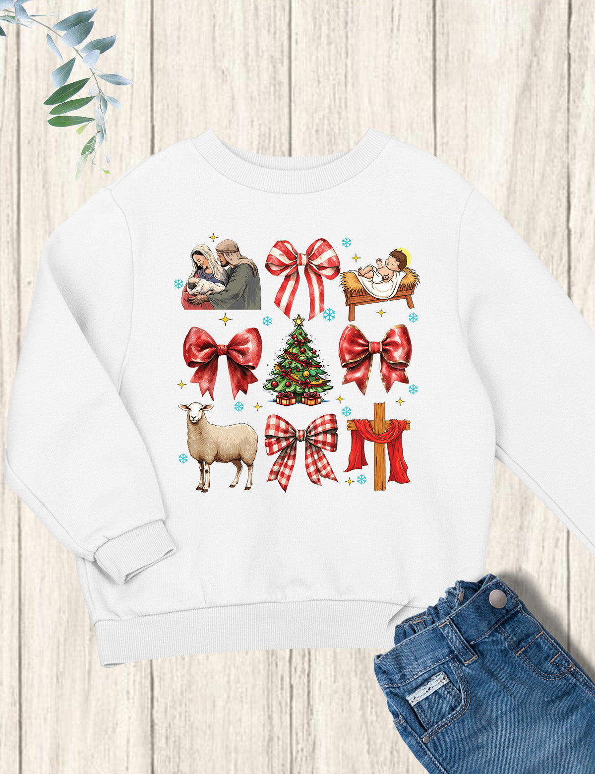 Coquette Jesus Christmas Kids Sweatshirt