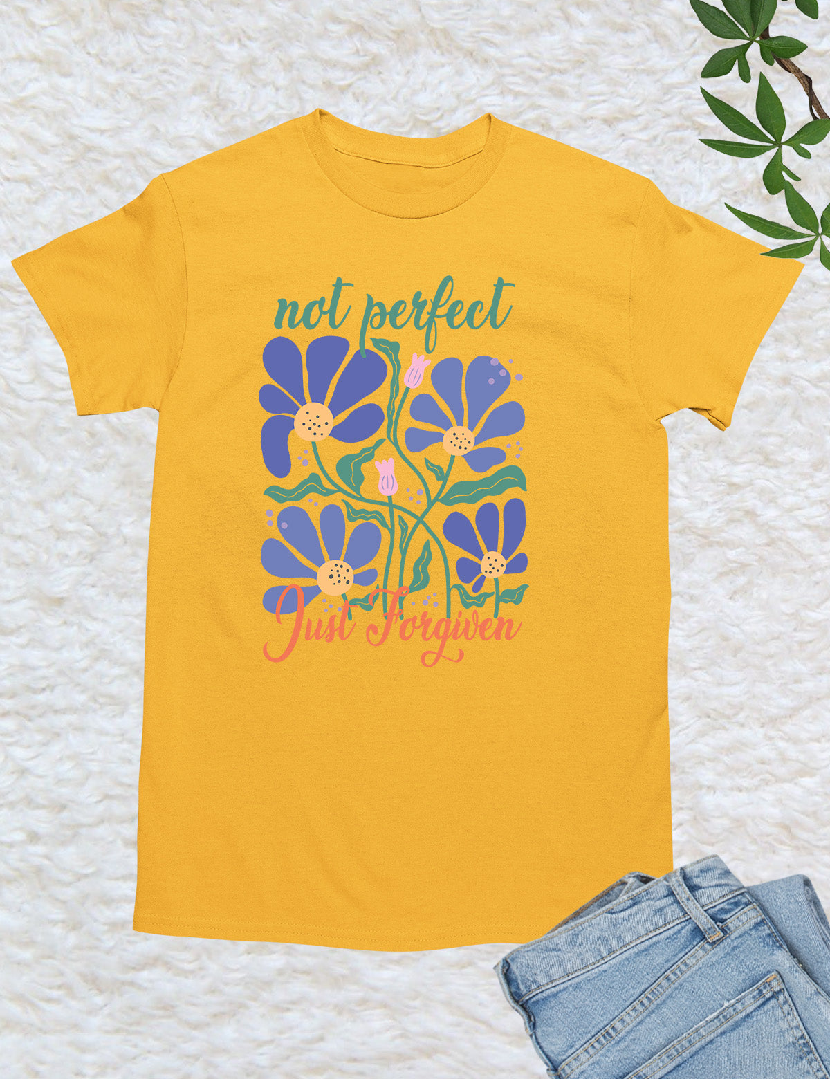 Not Perfect Just Forgiven Floral Religious T Shirt