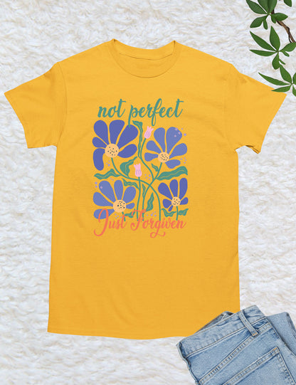 Not Perfect Just Forgiven Floral Religious T Shirt