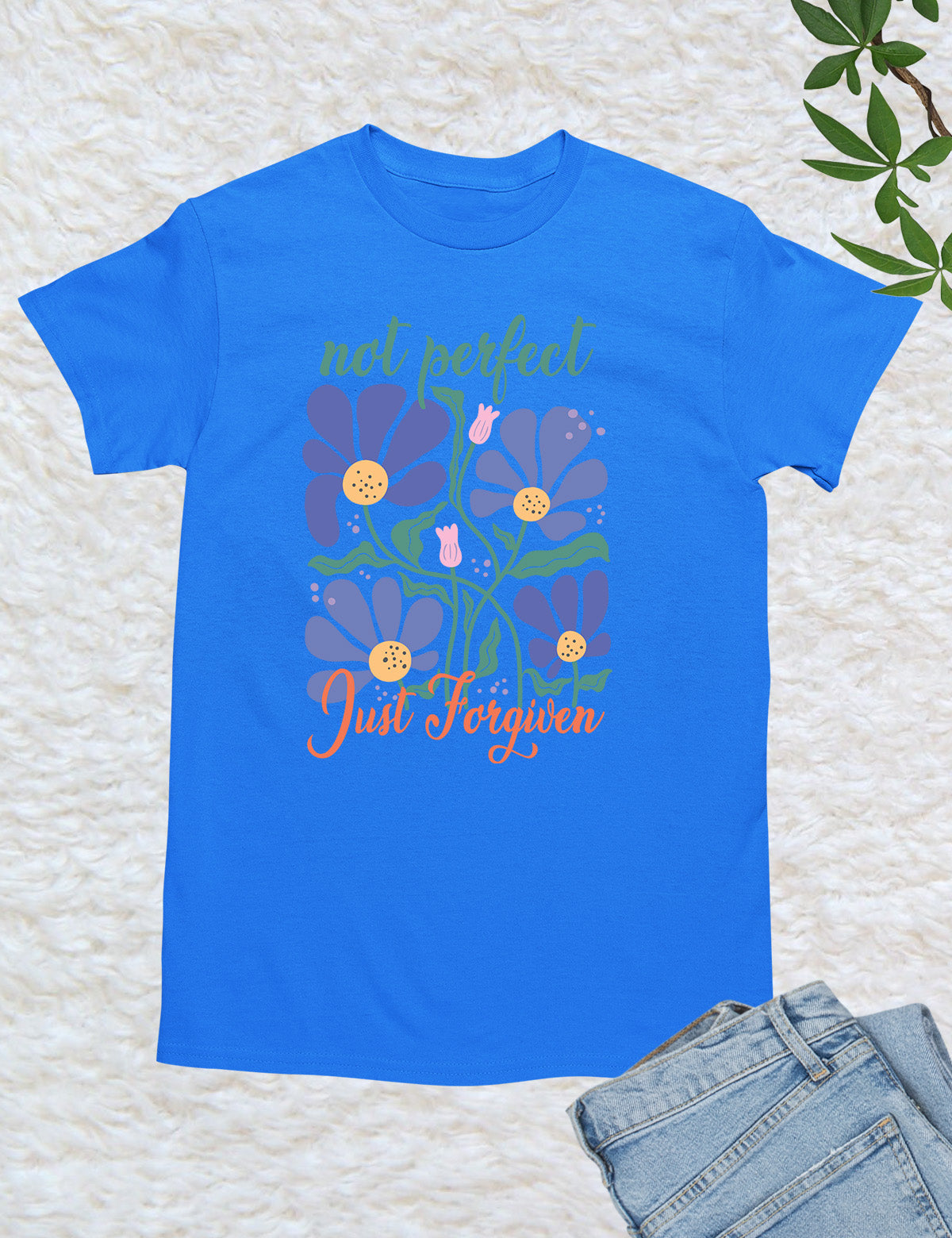Not Perfect Just Forgiven Floral Religious T Shirt