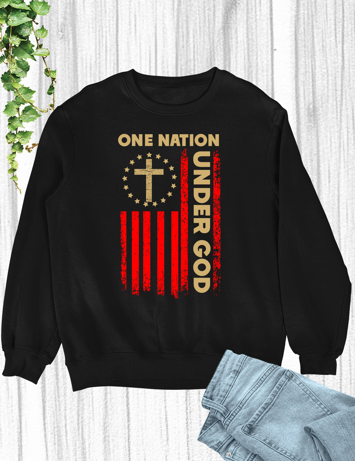 One Nation Under God Flag Christian Sweatshirt