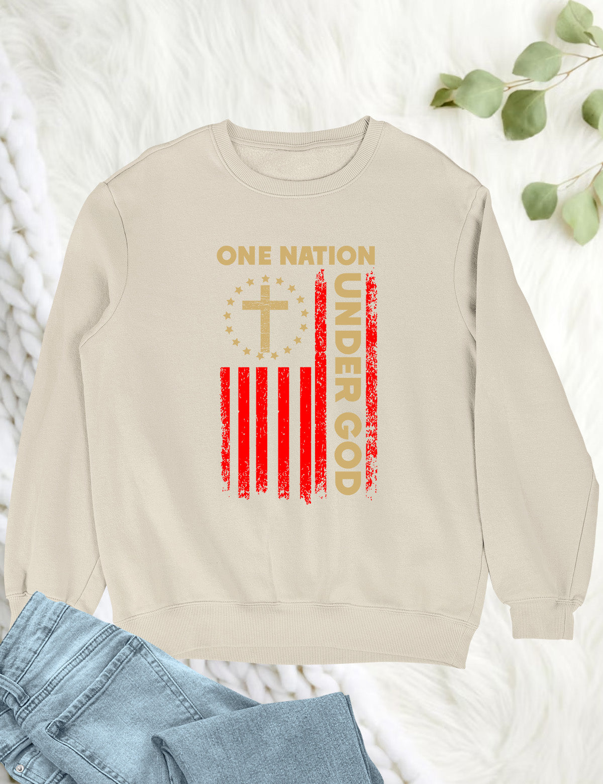 One Nation Under God Flag Christian Sweatshirt
