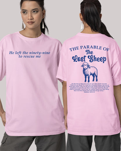 Parable of the Lost Sheep Bible Verse Front Back T Shirt