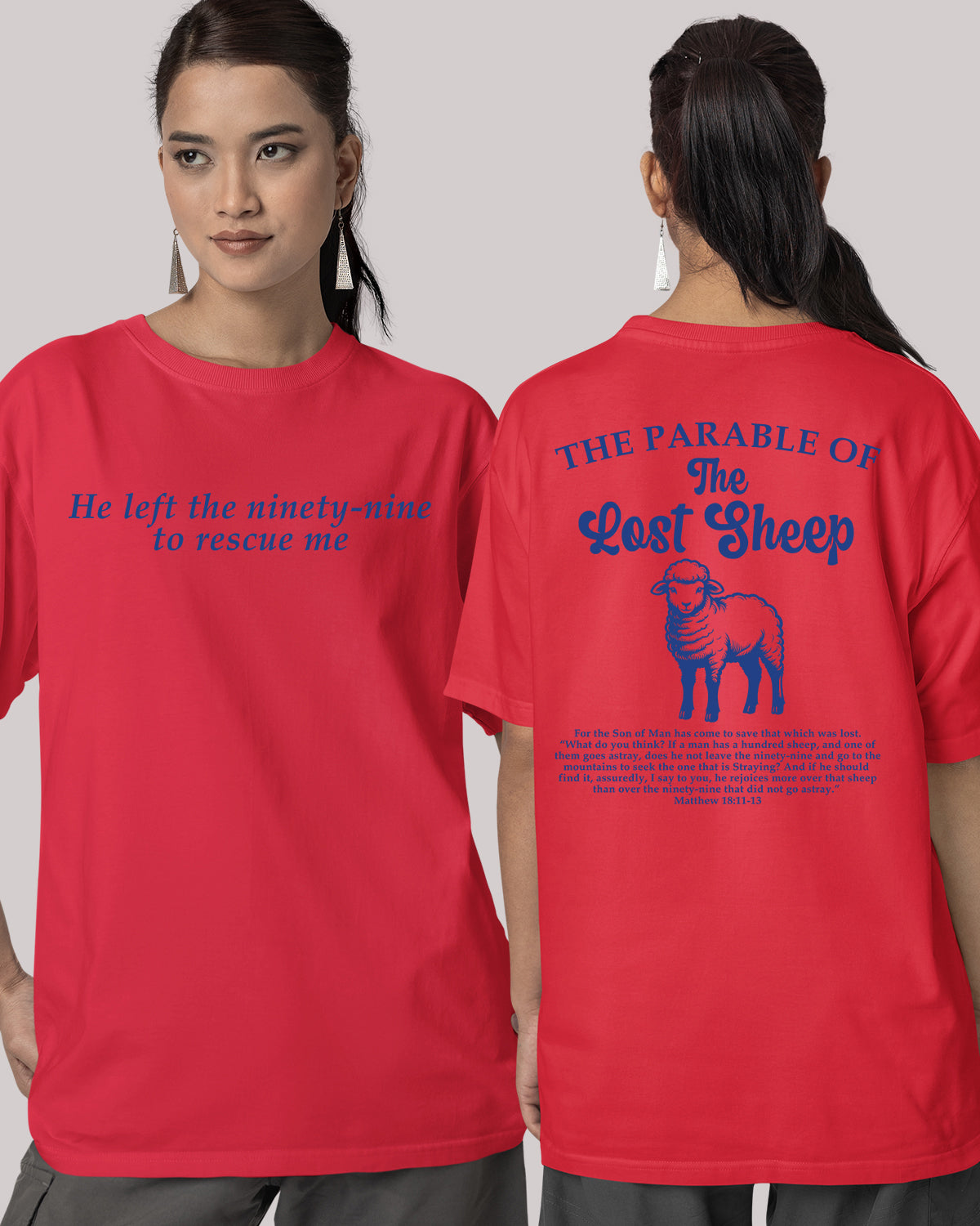 Parable of the Lost Sheep Bible Verse Front Back T Shirt