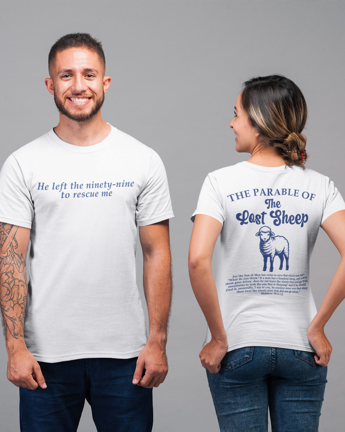 Parable of the Lost Sheep Bible Verse Front Back T Shirt