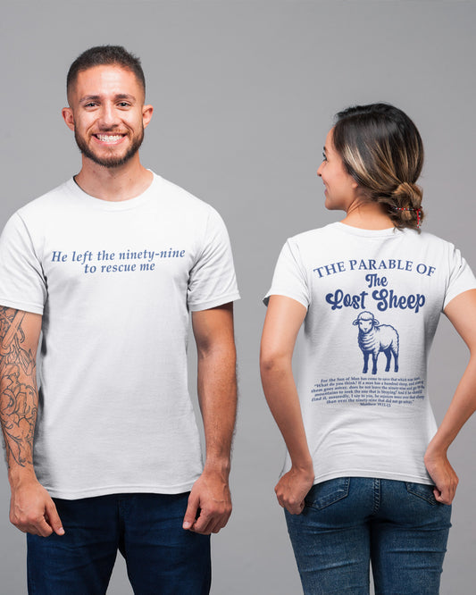 Parable of the Lost Sheep Bible Verse Front Back T Shirt
