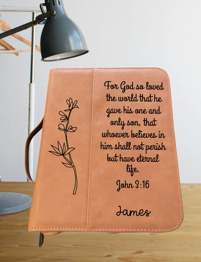 Personalized Bible Covers John 3:16 Floral and Bible Verse