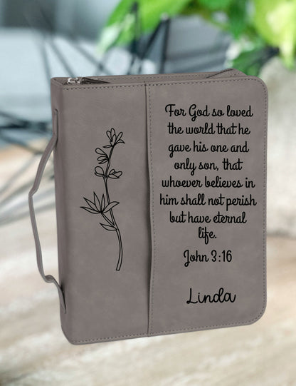 Personalized Bible Covers John 3:16 Floral and Bible Verse