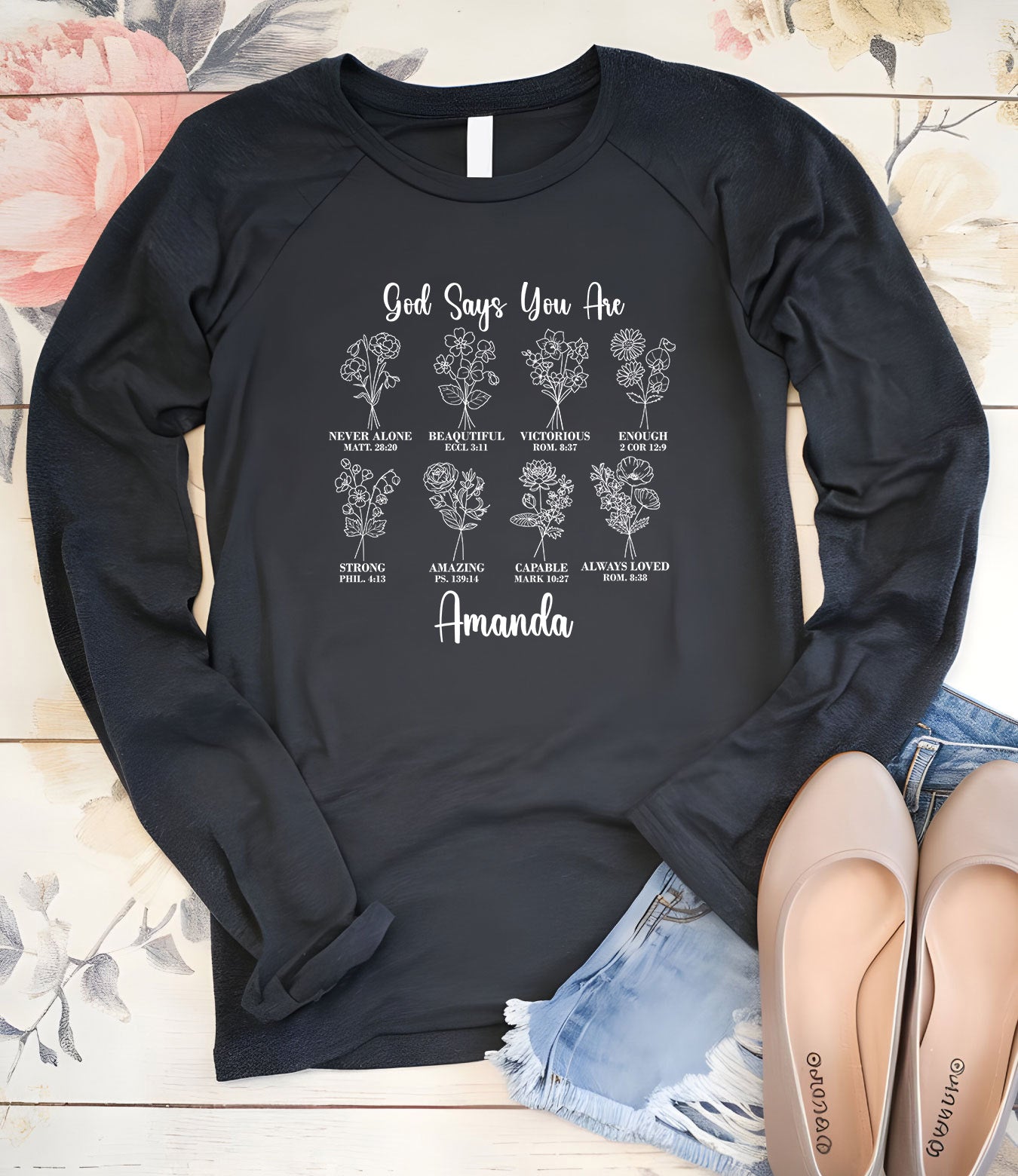 Personalized Prayer God Says You Are Long Sleeve Christian Name T Shirts