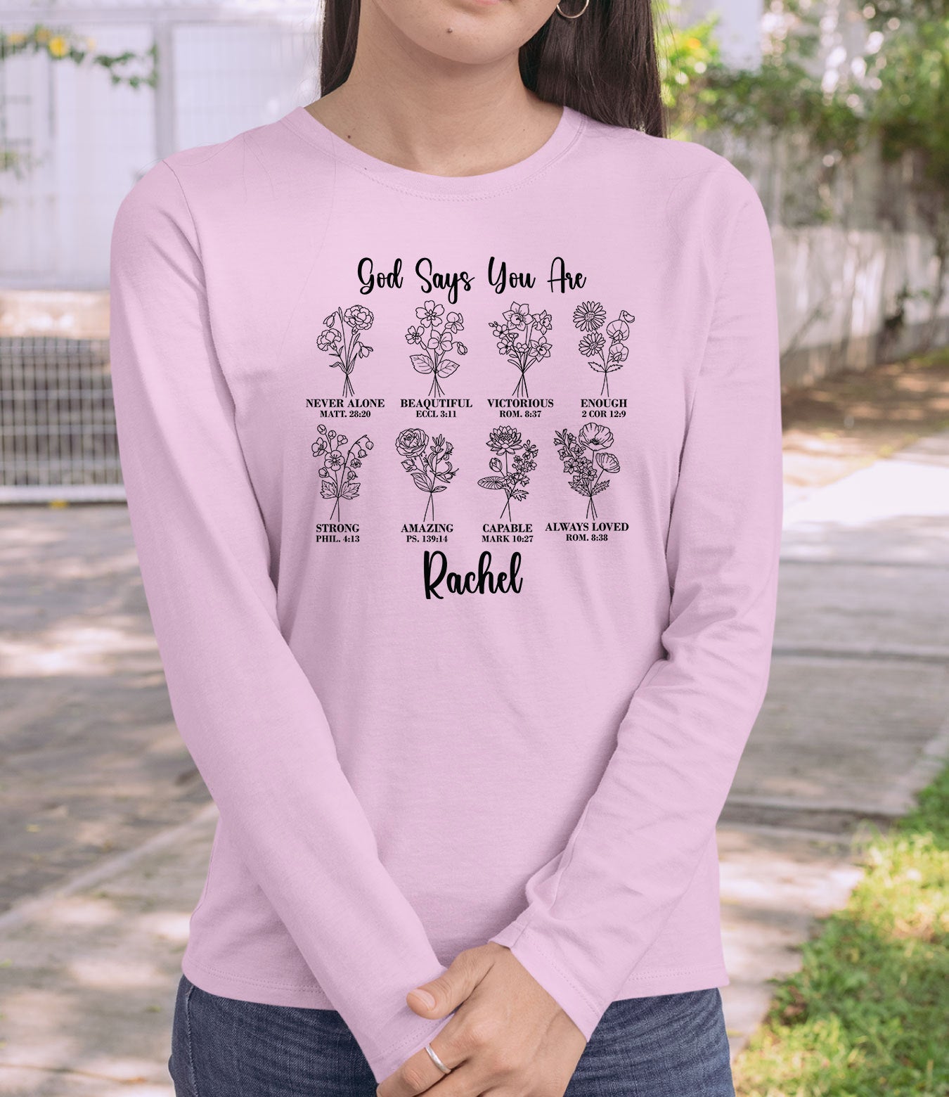 Personalized Prayer God Says You Are Long Sleeve Christian Name T Shirts