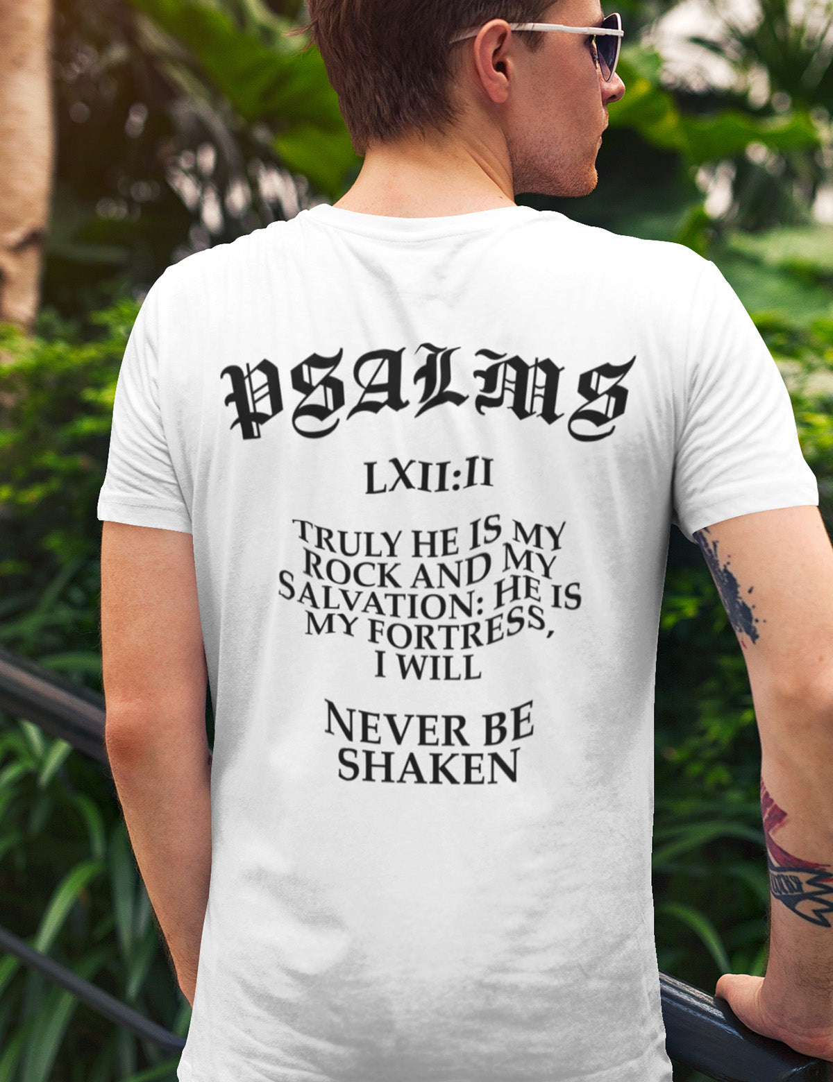 Men's Bible Verse Christian Merch T Shirt Back print