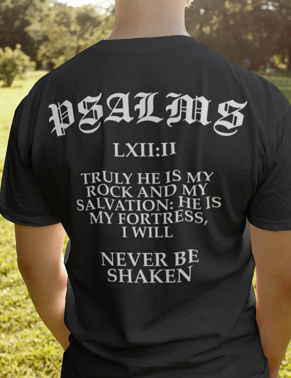 Men's Bible Verse Christian Merch T Shirt Back print