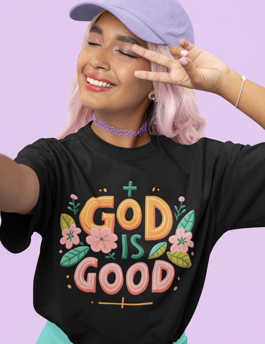 God is Good Christian Cross Colorful T Shirt