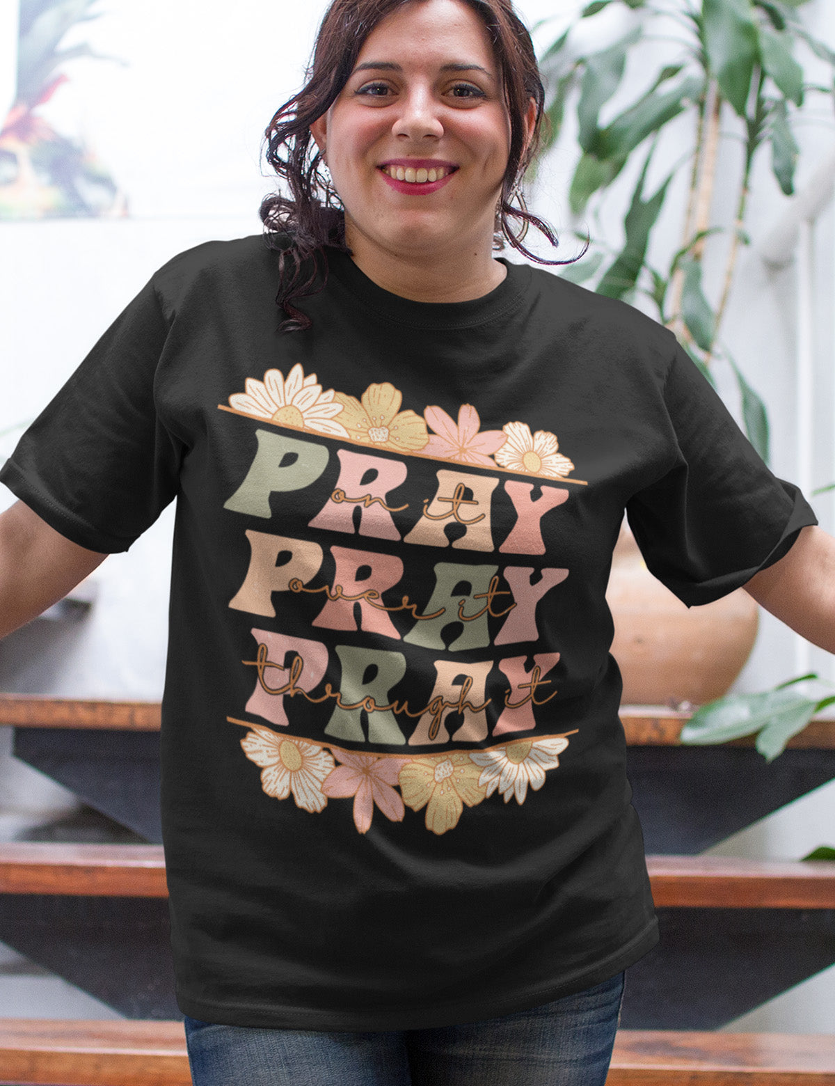 Pray Floral Bible Verse T Shirt